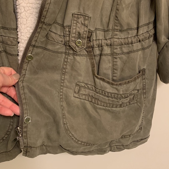 Insulated Military Cargo Jacket Max Jeans Olive Green Utility Jacket - Picture 10 of 16